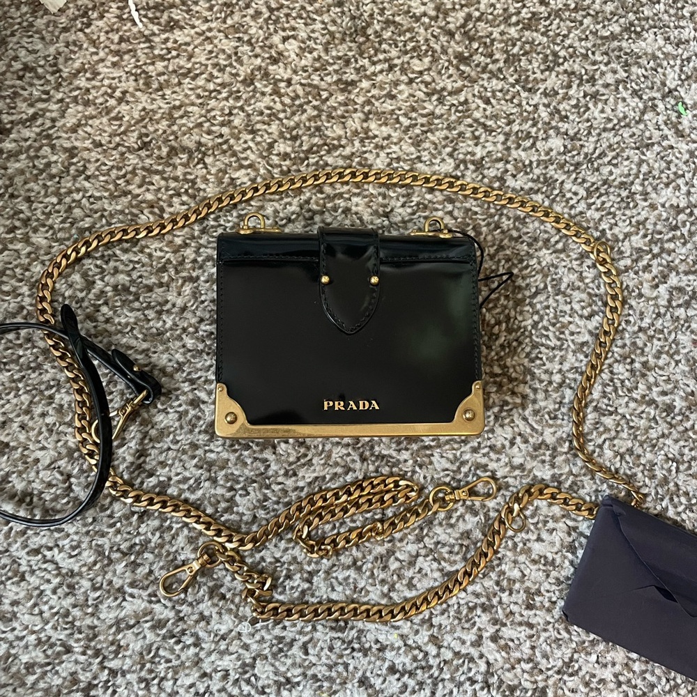 Limited Edition Prada Black Micro Spazzolato Cahier Crossbody Bag